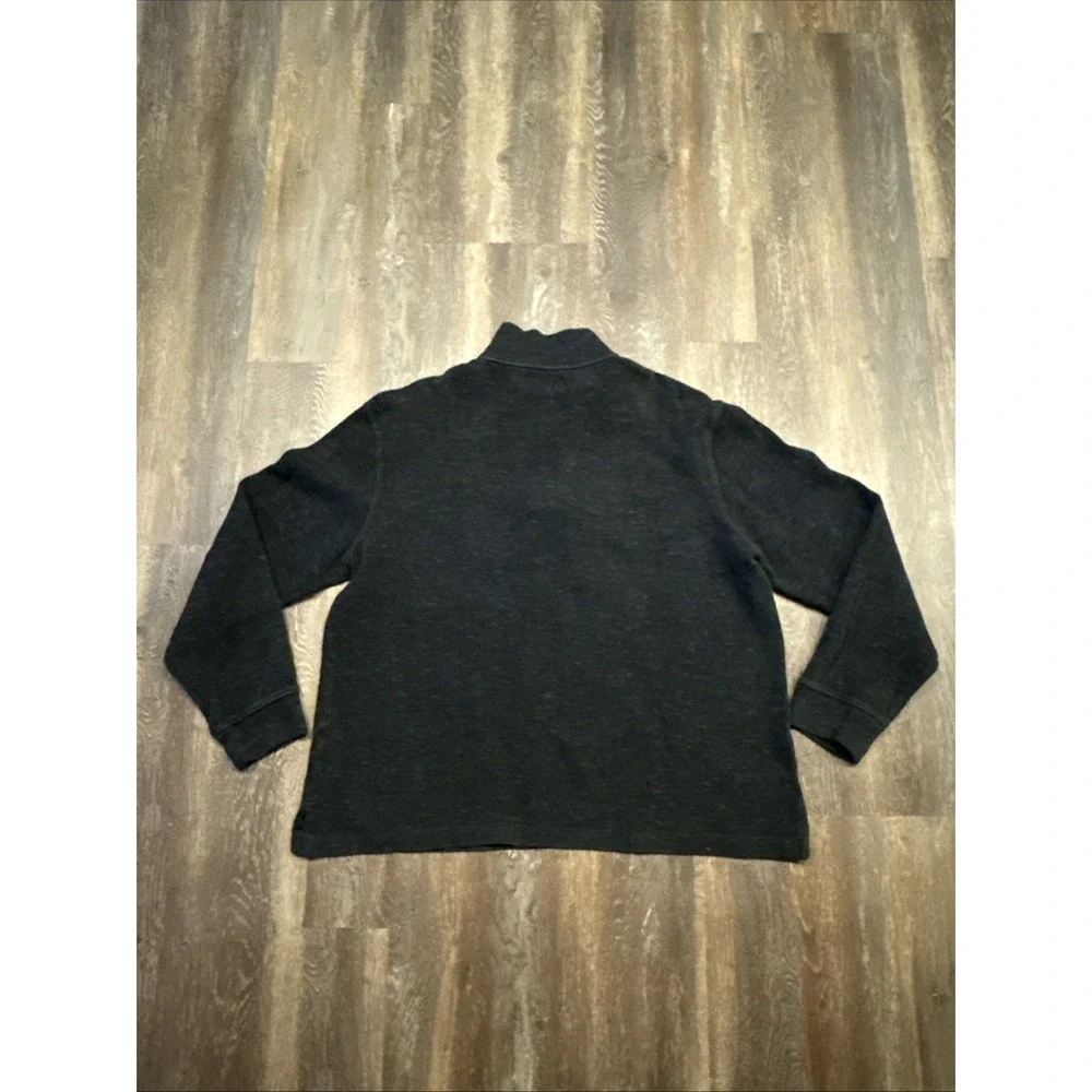 Vtg. Polo Ralph Lauren 1/4 Zip Pullover Sweater Blue Cotton L Green Pony Logo